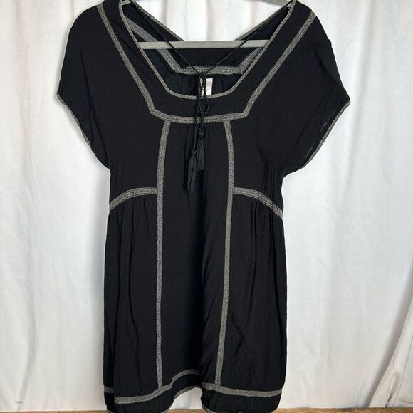 L *Space Black Gray Embroidered Swing Tunic Cover Up - S - Picture 1 of 6
